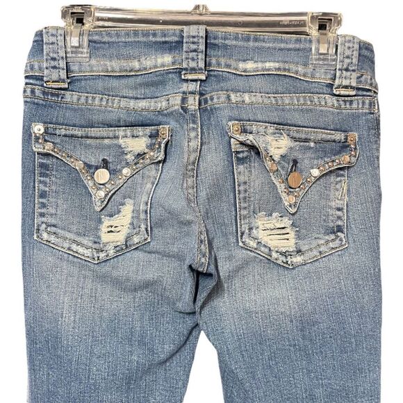 Marciano Women’s Distressed Blue Jeans w/ embellishments Size 29 - Picture 6 of 16